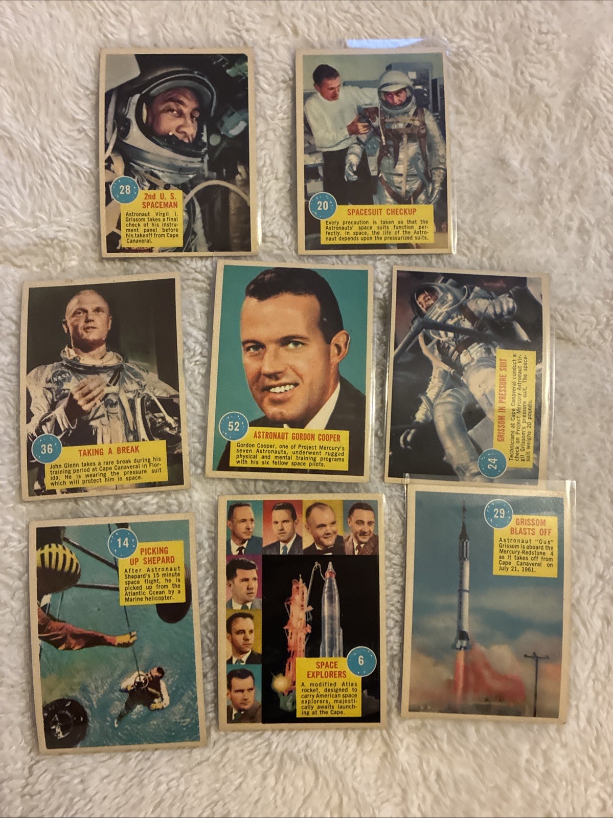 1963 Topps Astronaut Cards Lot Of 8 Ex