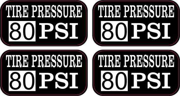 2in x 1in Tire Pressure 80 PSI Stickers Car Truck Vehicle Bumper Decal