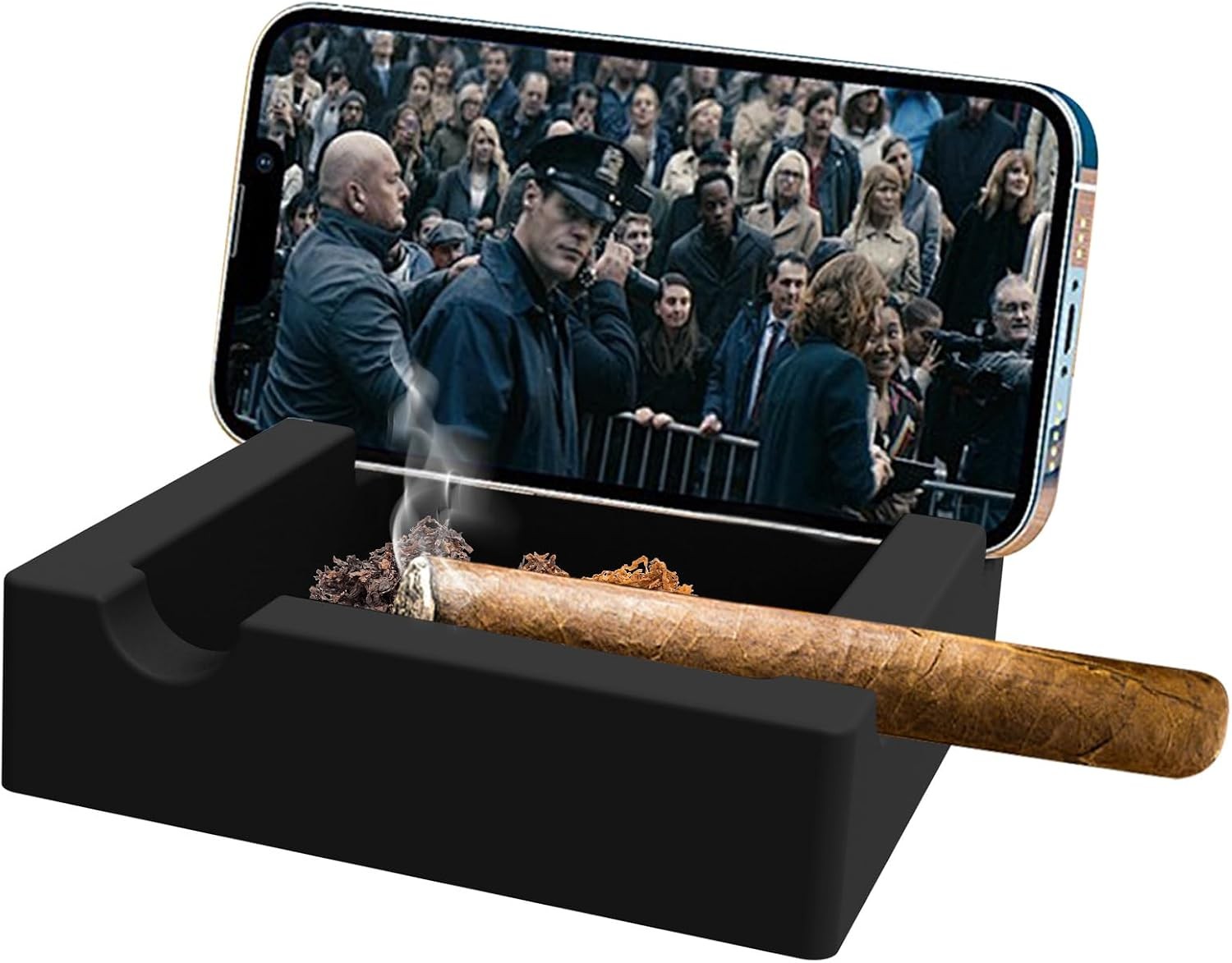 Outdoor Silicone Cigar Ashtray for Patio 5.9inch Large Square Ashtray with Ph...
