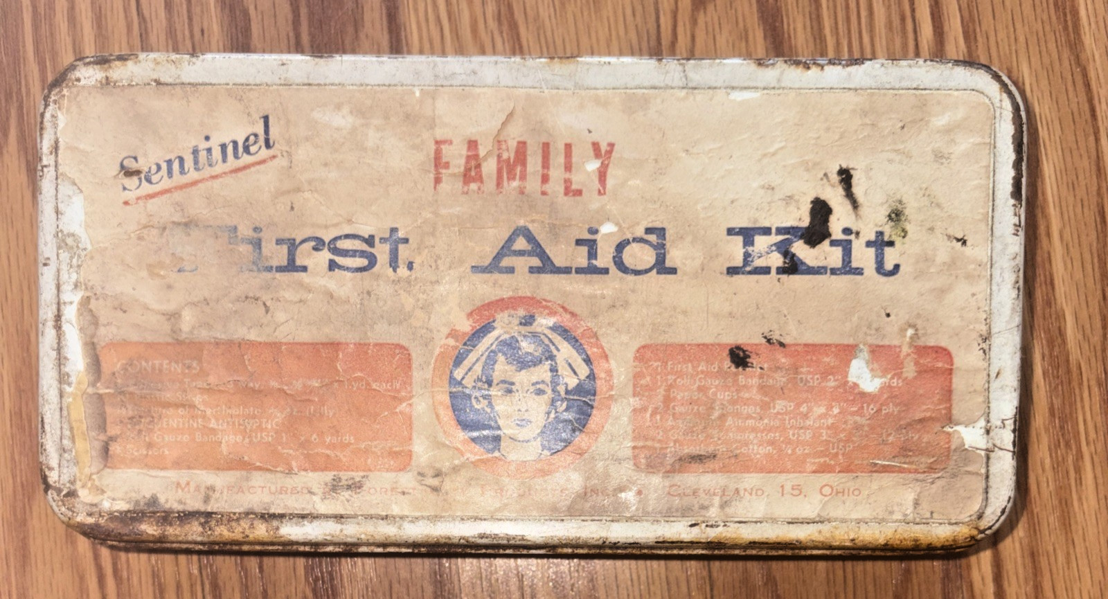 Vintage Sentinel Family First Aid Kit Some Original Contents & Manual
