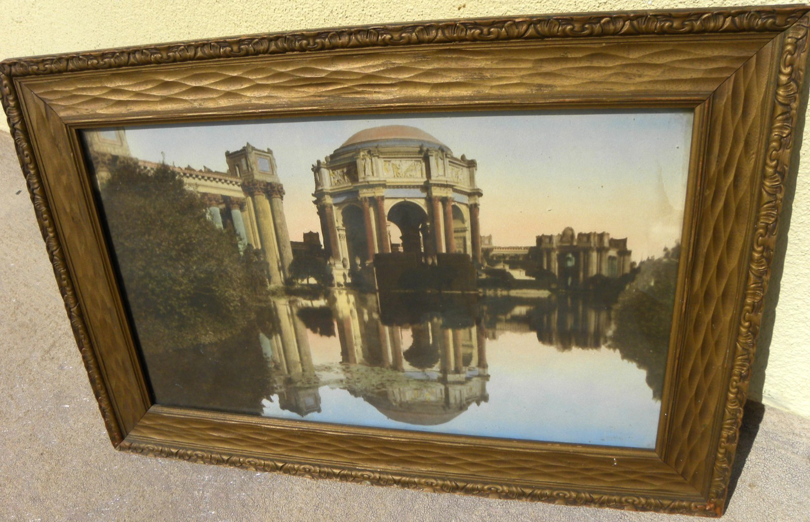 Old 1920's tinted photograph Palace of Fine Arts San Francisco in period frame