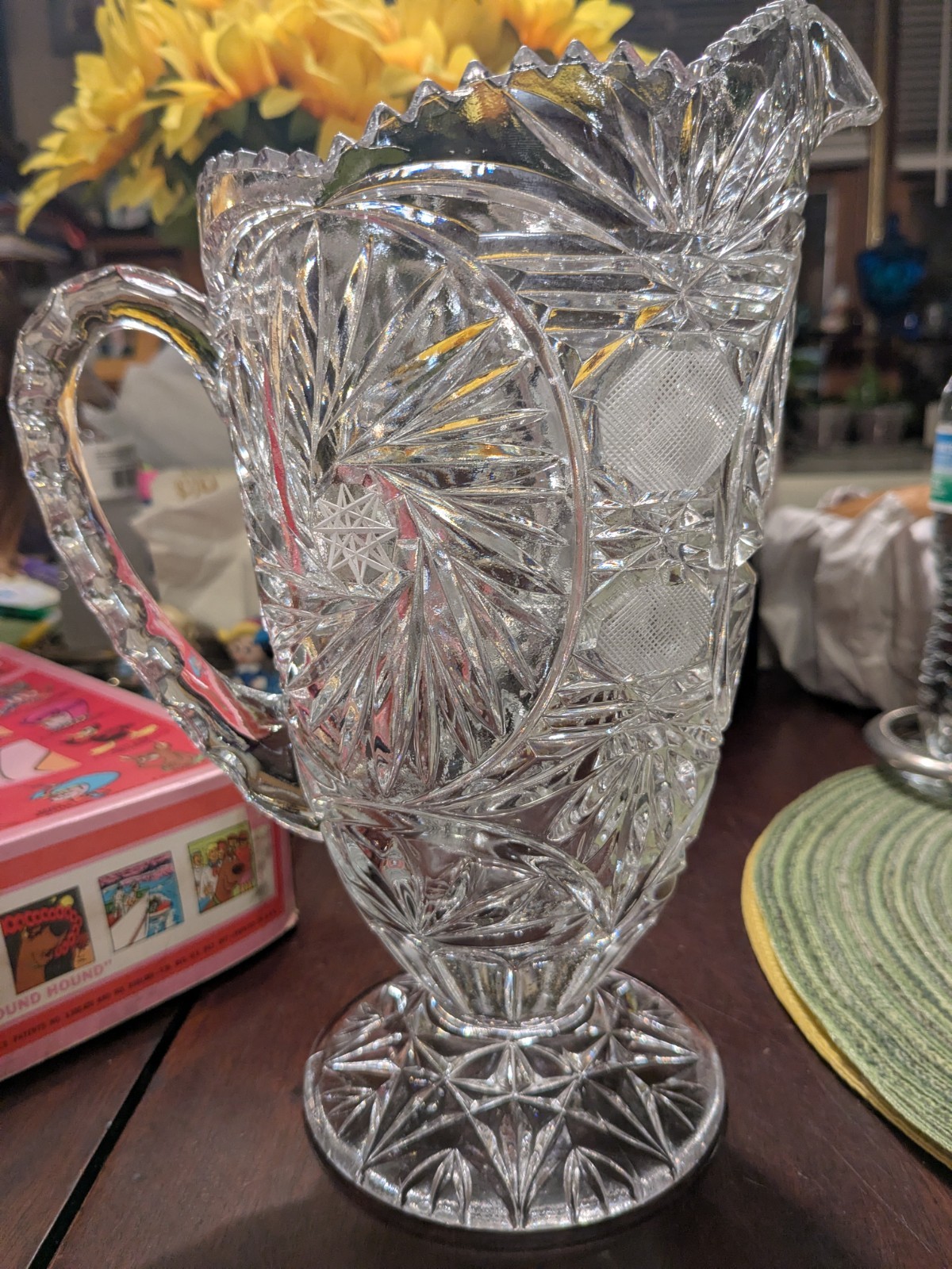Anna Hutte Bleikristall Imperlux Footed Crystal cut glass Pitcher West Germany Anna Hutte Bleikristall Imperlux Footed Crystal cut glass Pitcher West Germany