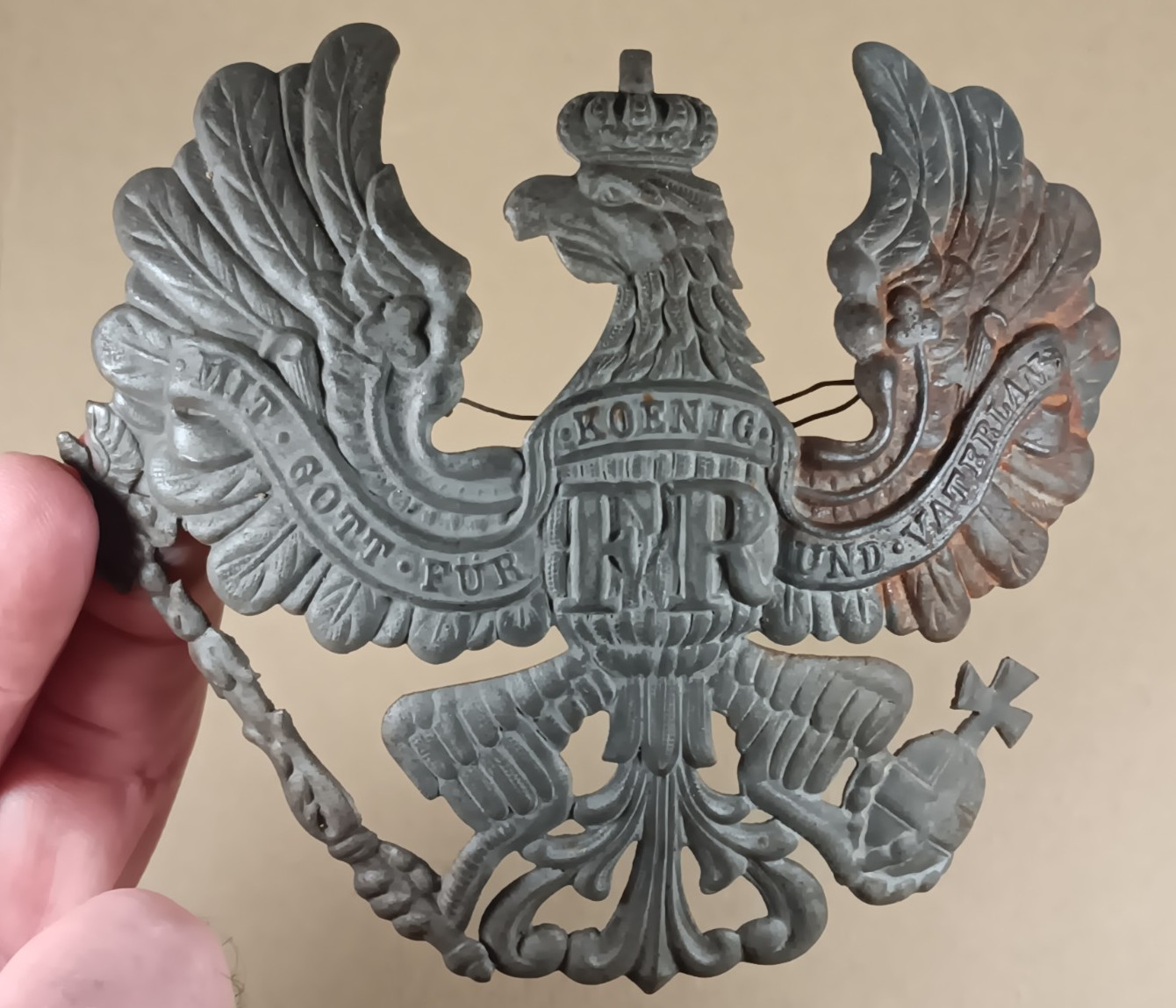 WWI Imperial Prussian German Pickelhaube Helmet Plate Badge -