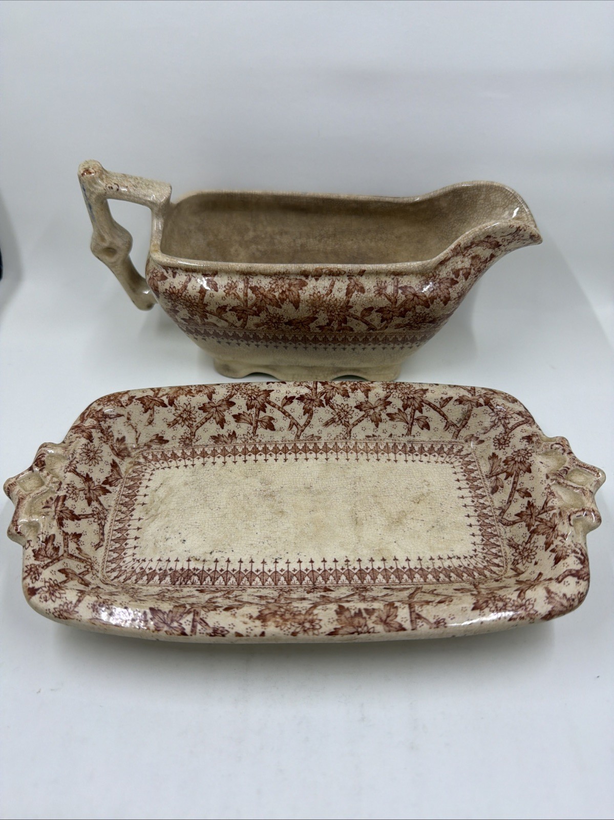 DB & Co Staffordshire England 1885 Antq Gravy Boat Imperial Pattern Brown DB & Co Staffordshire England 1885 Antq Gravy Boat Imperial Pattern Brown