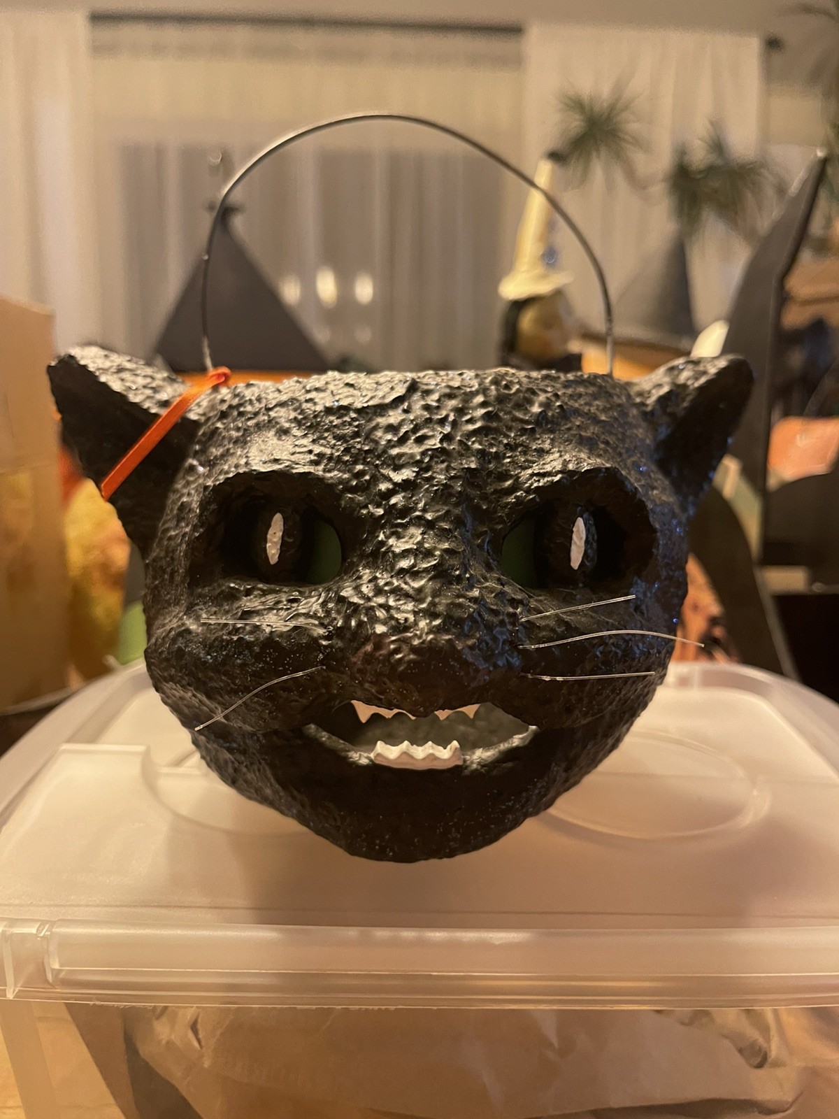 Vintage 1998 Enesco Broomsnickle Black Cat Halloween Bucket Linda Baldwin Vintage 1998 Enesco Broomsnickle Black Cat Halloween Bucket Linda Baldwin