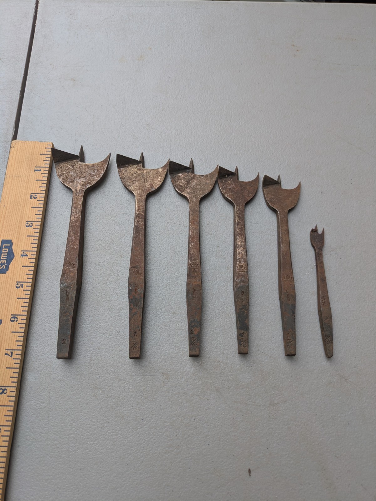 Vintage A. Field & Co Progress Germany Wood Spade Drill Bit Set 6pc Auger Bits