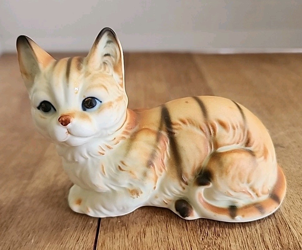 Enesco Bone China Orange Tabby Cat Kitten Figurine 4\