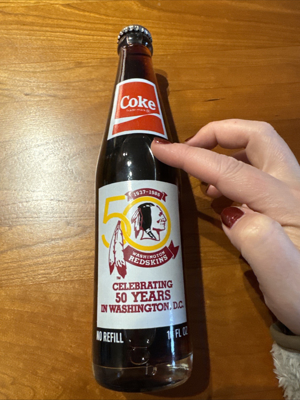 VINTAGE WASHINGTON REDSKINS Coca Cola Bottle \