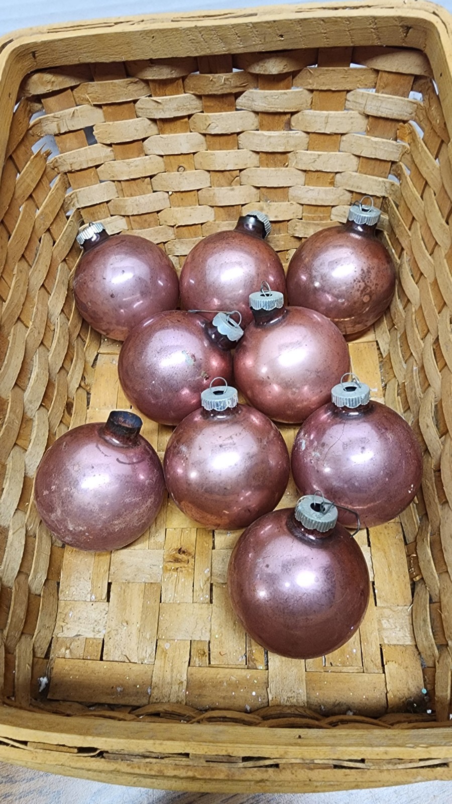19 Vintage Shiny Brite pink really Faded  Glass Christmas Ornaments