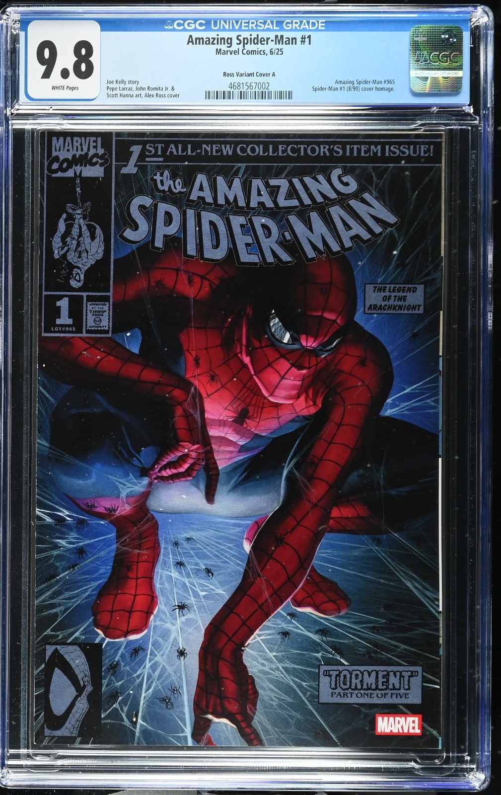 Spider-Man #1 Variants – CGC 9.8 WHITE – Ross, Kirkham, Lee, Crain