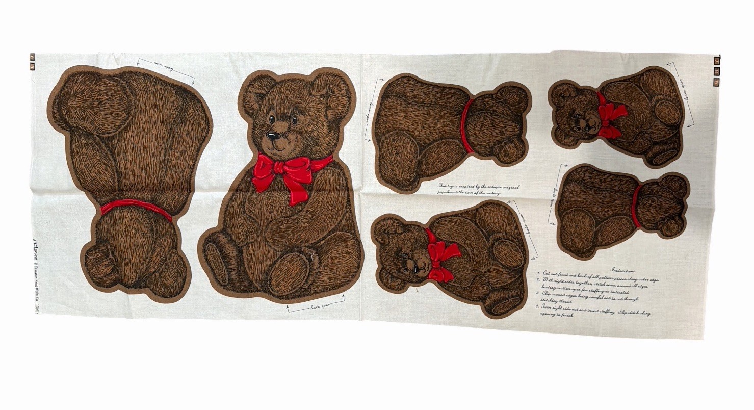 VIP Cranston Village Cut & Sew Cotton fabric panel Three Bears VTG