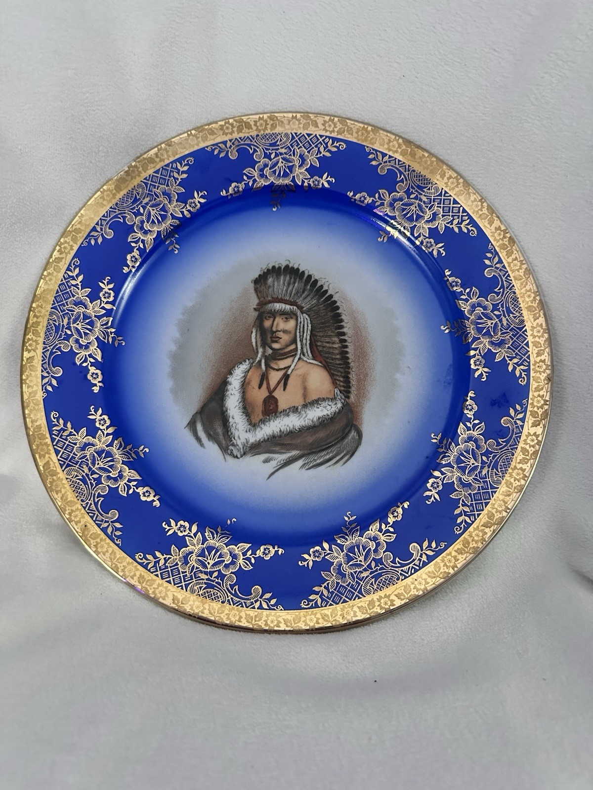 Vintage Krautheim Selb Bavaria Porcelain Plate of a Native American Chief