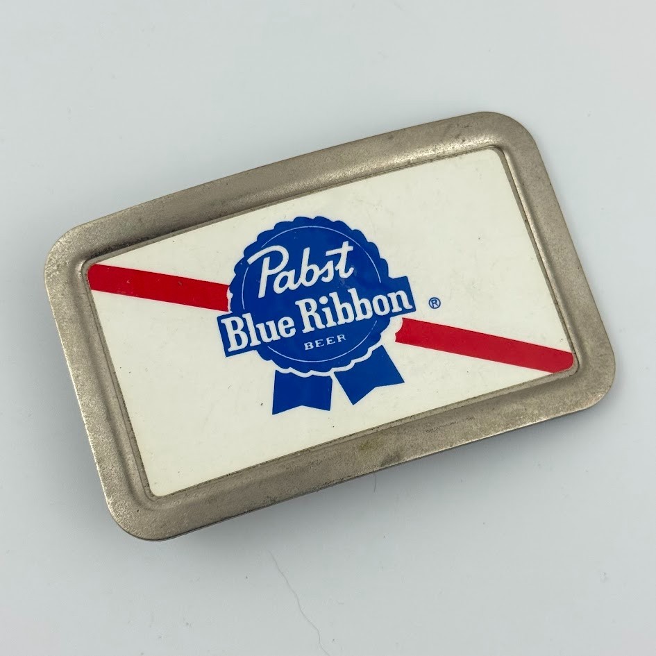 Vtg Fisher USA Pabst Blue Ribbon Beer Belt Buckle Advertising Brewery