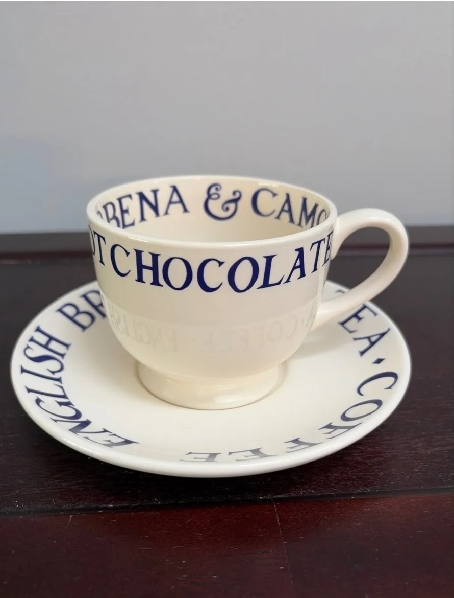 Emma Bridgewater Toast & Marmalade Breakfast Cup and Saucer Set Blue Tea Coffee Emma Bridgewater Toast & Marmalade Breakfast Cup and Saucer Set Blue Tea Coffee
