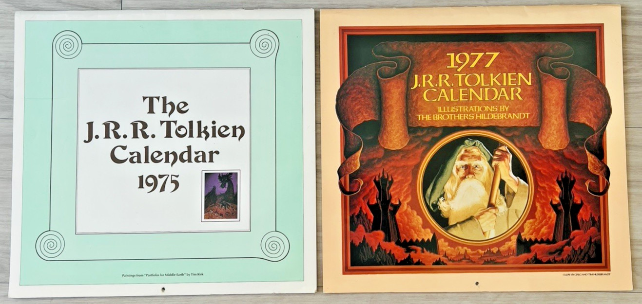 Vintage 1975 & 1977 JRR TOLKIEN Lord of the Rings CALENDARS Hildebrandt VG