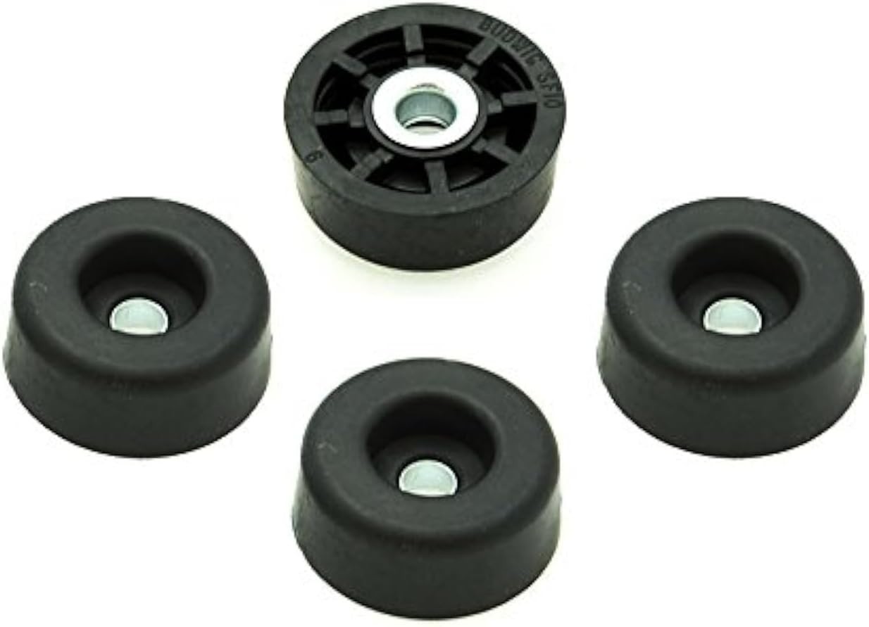 4 Standard Round Black Rubber Feet w/Metal Insert - .437” Tall x 1” 4 Standard Round Black Rubber Feet w/Metal Insert - .437” Tall x 1”