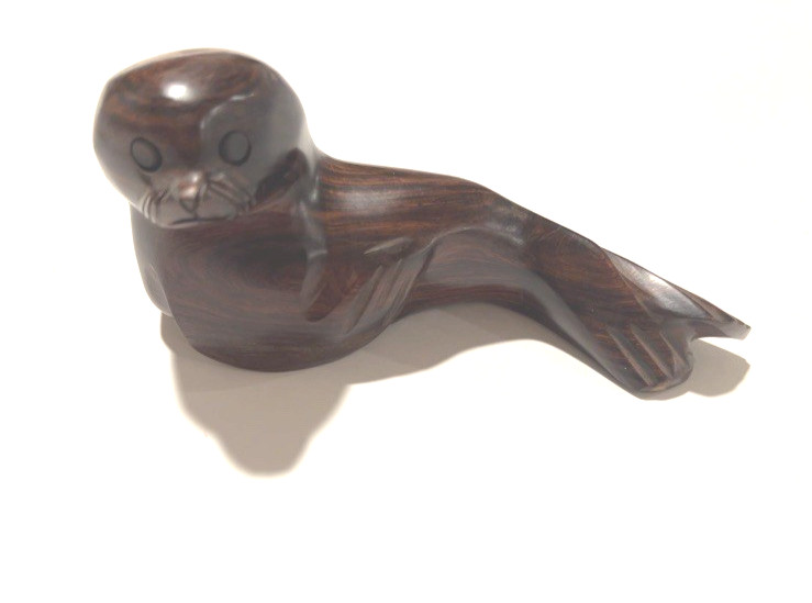 Vintage Hand Carved Wooden Figurine Seal 6\