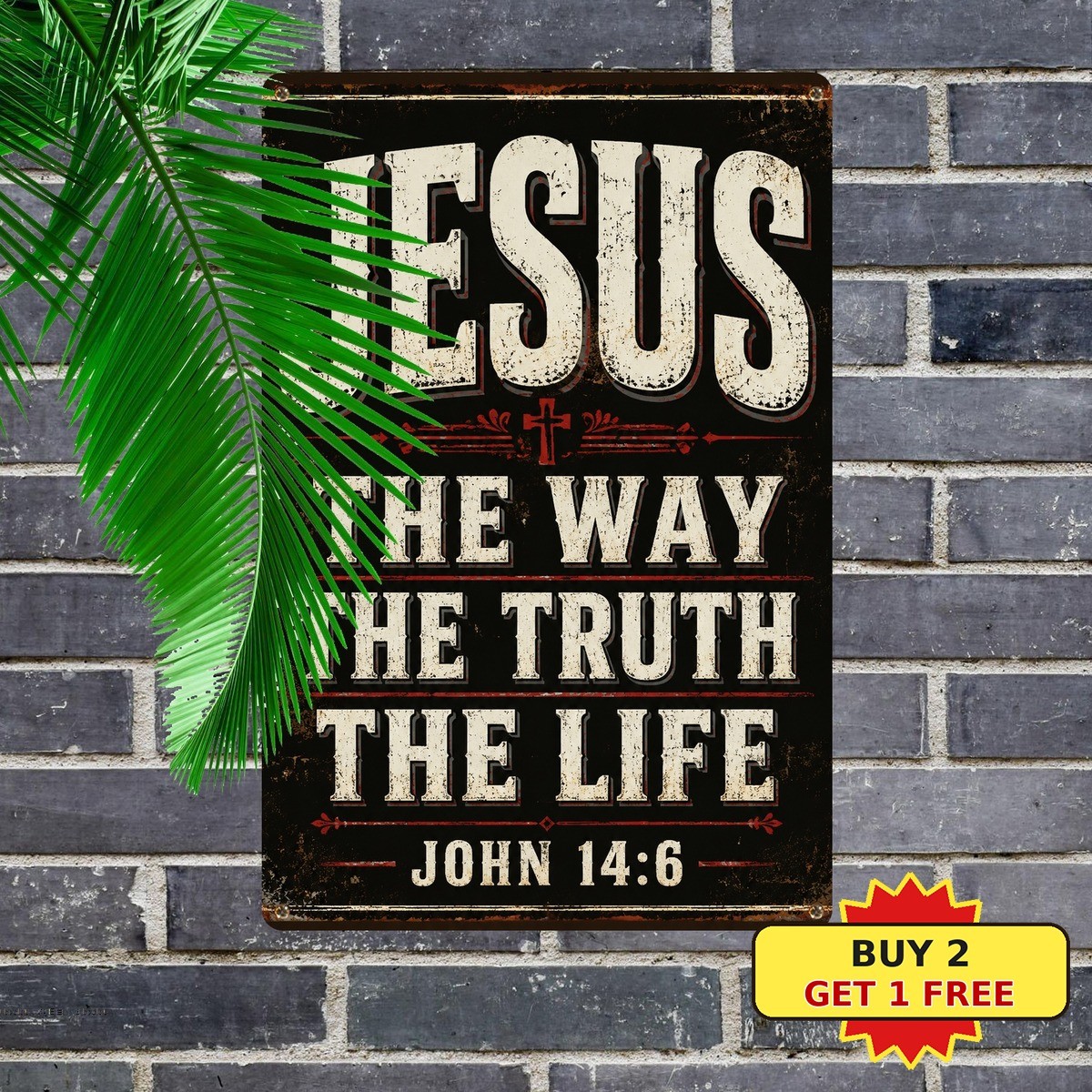 Jesus The Way Truth Life John Bible Verse Metal Plaque 8x12 Inch