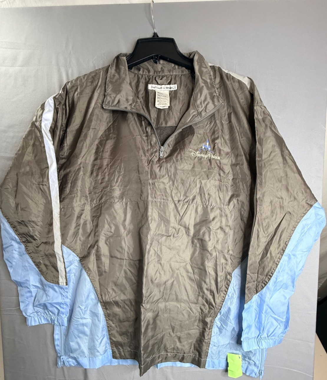 Disney Parks Packable Jacket Windbreaker 1/4 Zip Brown Blue Mens M/L Natori