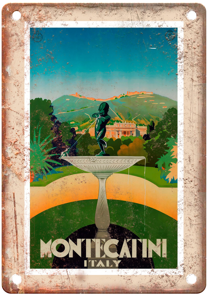 Vintage Montecatini Italy Travel Poster Retro Look Sign T2029 Vintage Montecatini Italy Travel Poster Retro Look Sign T2029