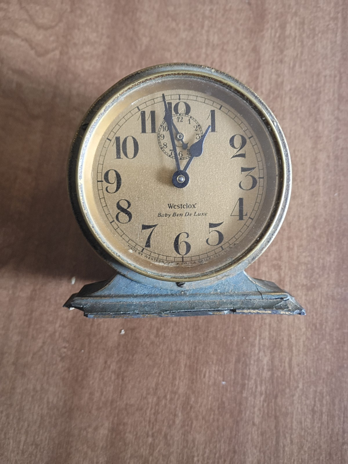 Antique 1927  Green Finish Westclox Baby Ben De Luxe Alarm Clock -Working