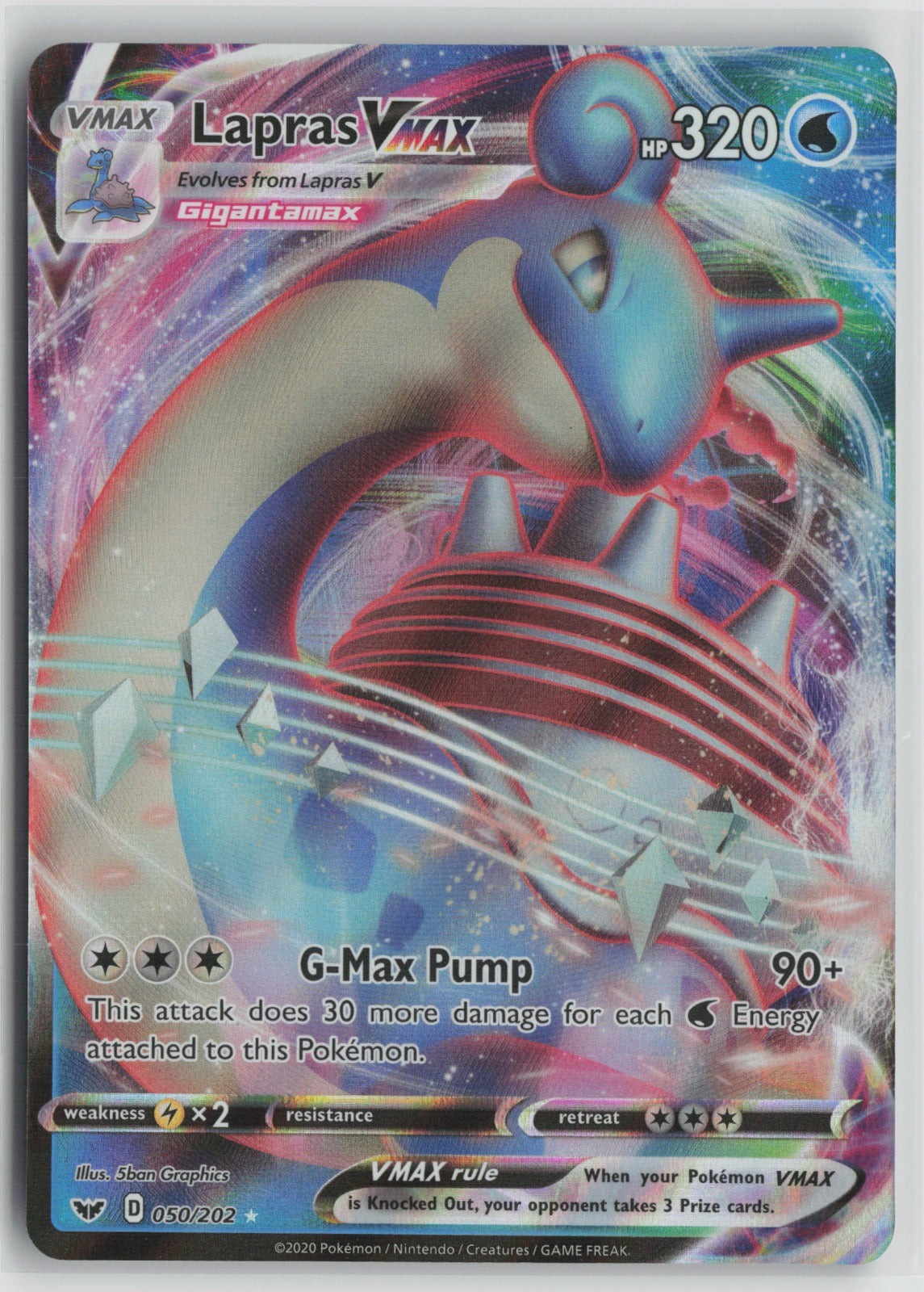Lapras VMAX Ultra Rare Holo SWSH01 050/202 NM