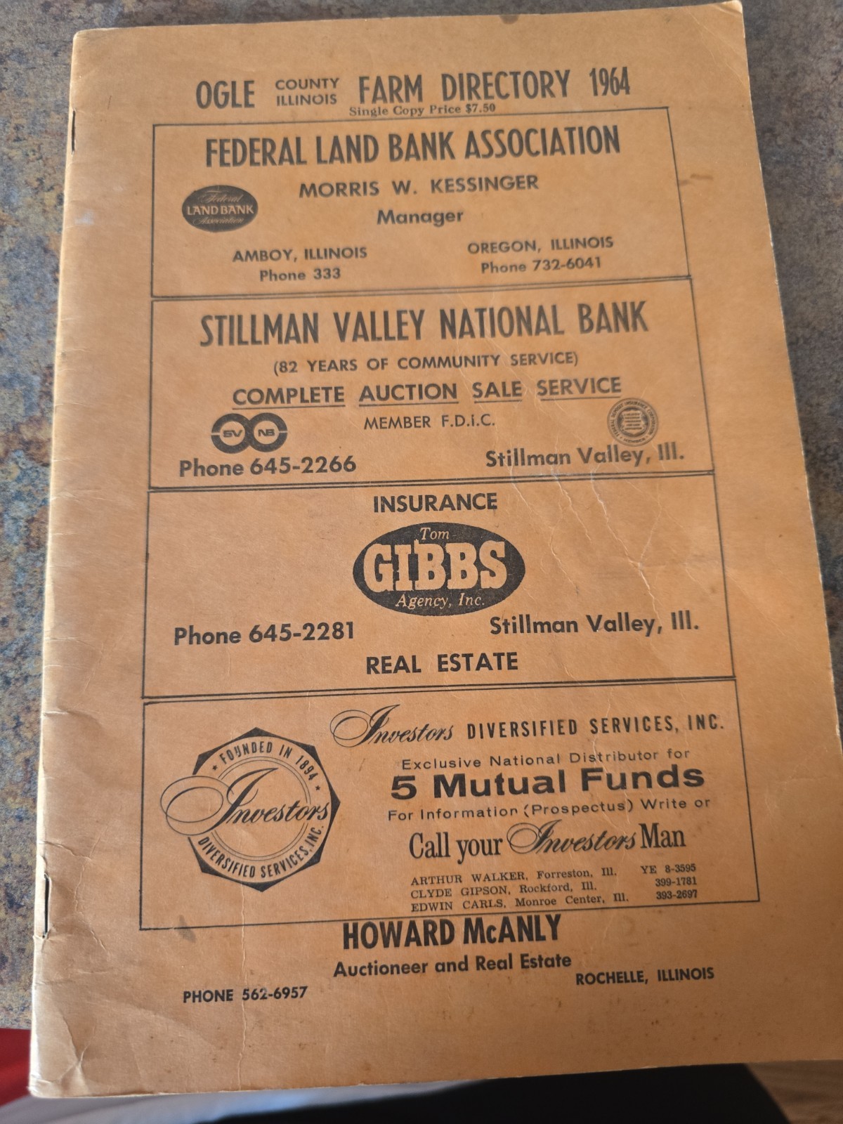 1964 Ogle County Illinois Farm Directory, Names, plots and businesses 