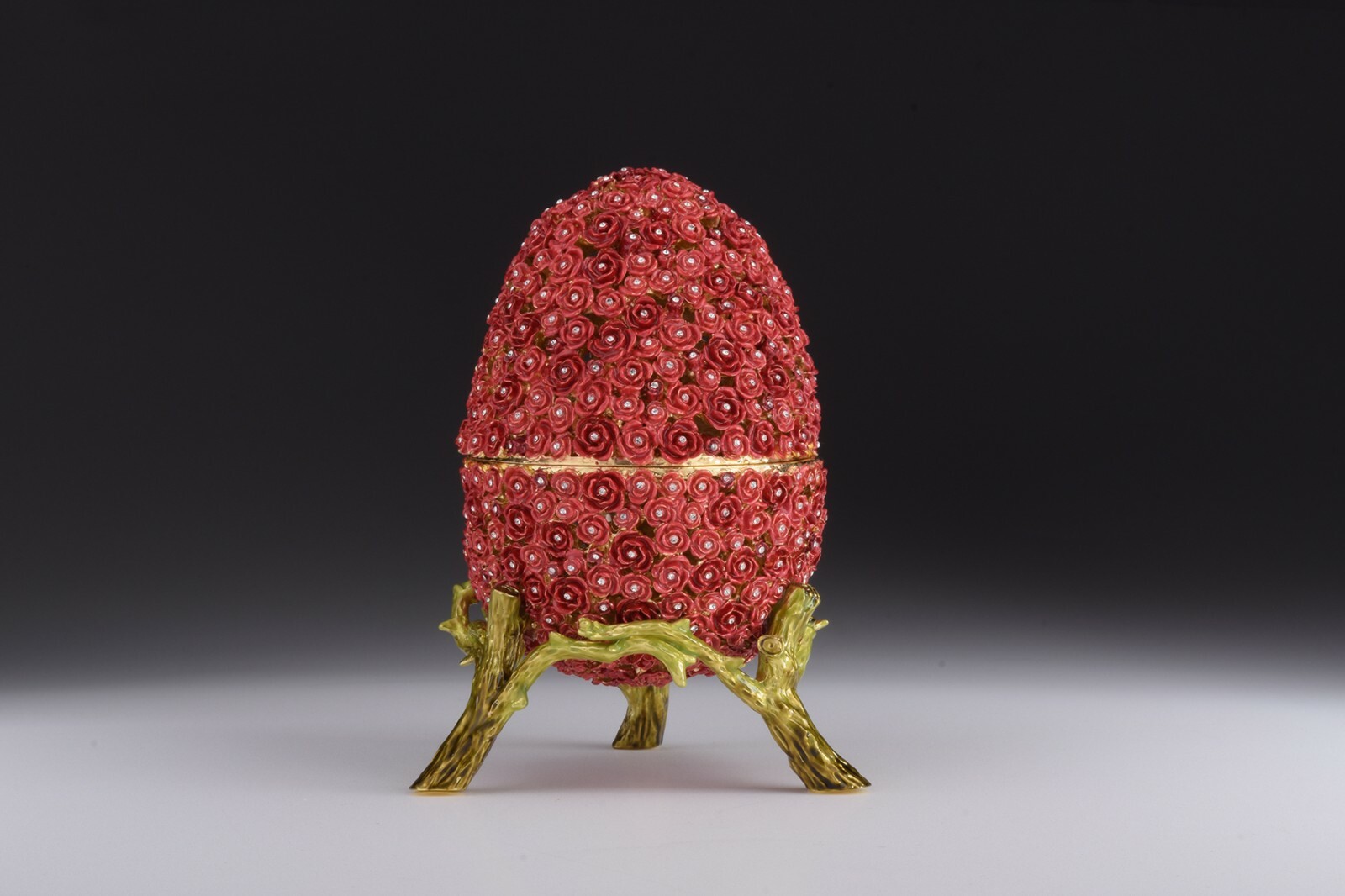 Large rose egg  LIMITED EDITION trinket box by Keren Kopal & Austrian crystals 