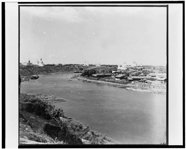 Photo:Tyumen Russia 1900s Tura River Trinity Monastery Panorama