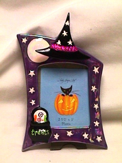 RARE vtg Lady Jayne Ltd HALLOWEEN photo frame WITCH star CAULDRON full moon 2005