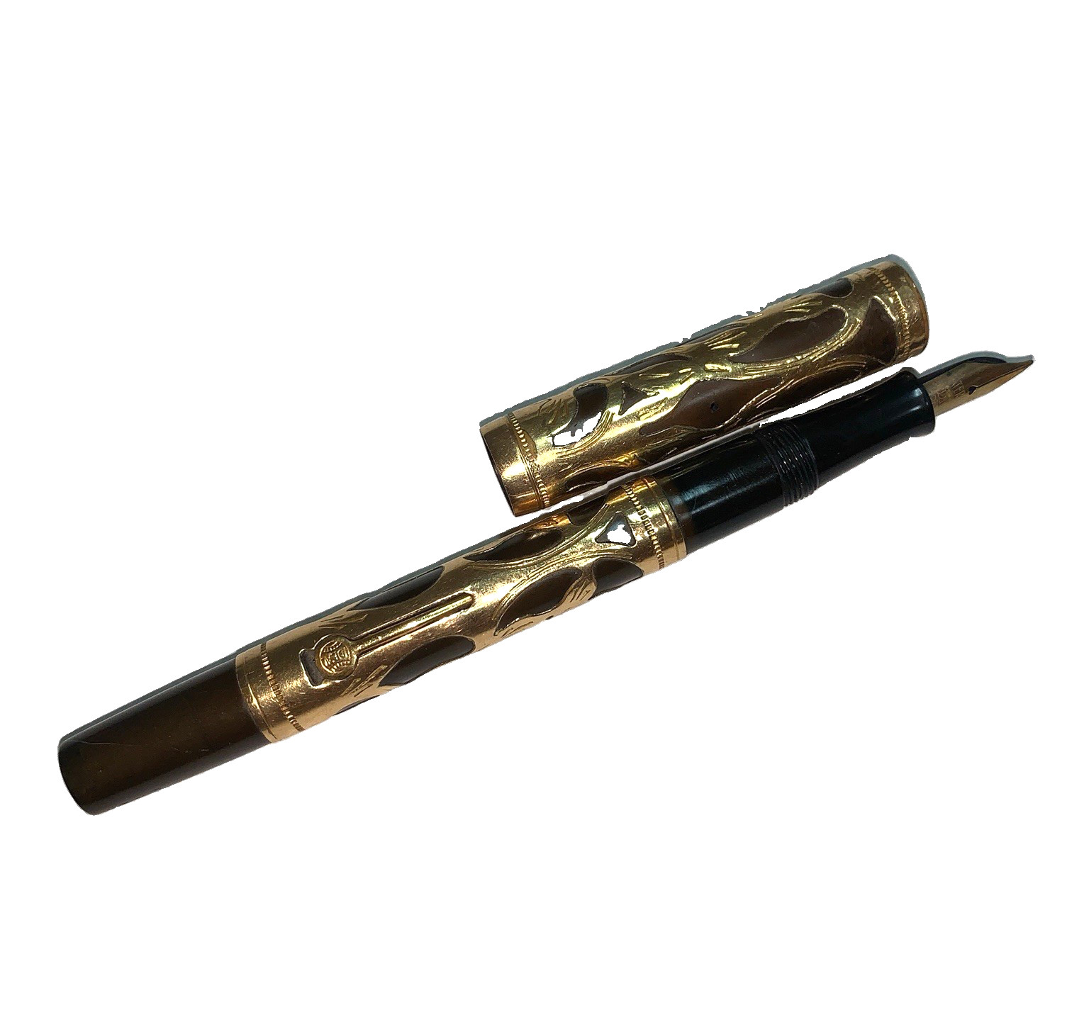 Waterman Ideal Fountain Pen 0552 0554? Gold Tone Vine Overlay *FOR PARTS Antique