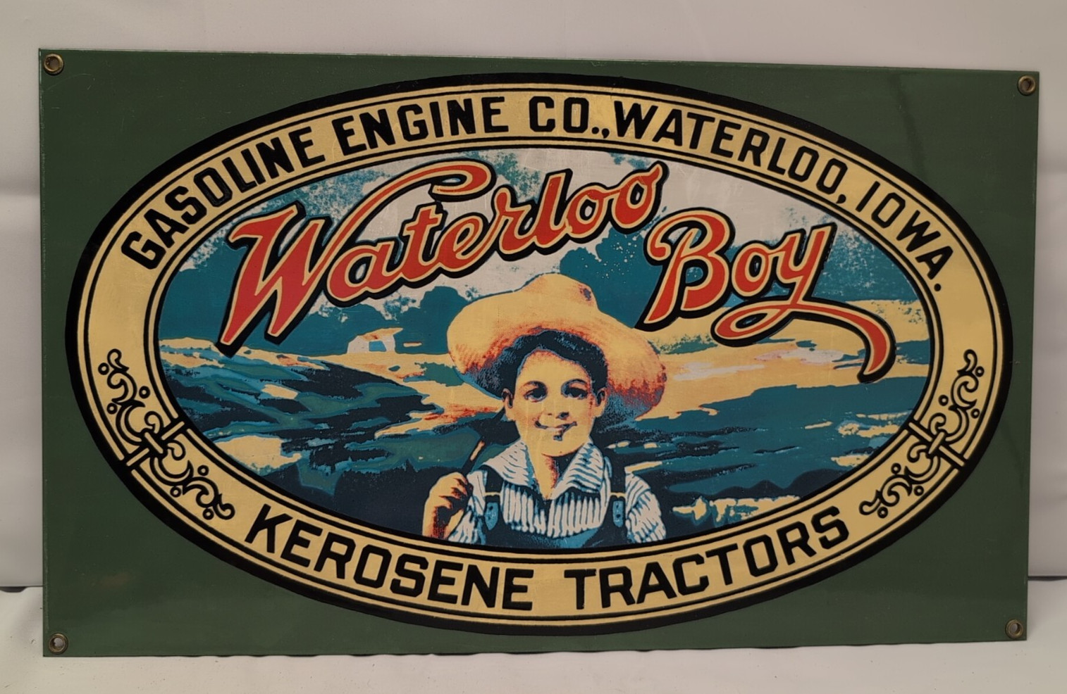 Waterloo Boy Gas Engine Co. Kerosene Tractors Porcelain Enamel Sign VGC Heavy