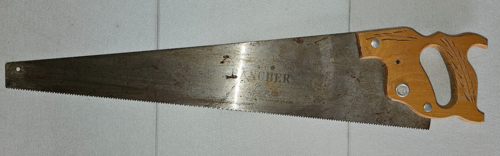 Vintage H. Disston & Sons Rancher Hand Saw USA Wood Handle Wheat Carved.