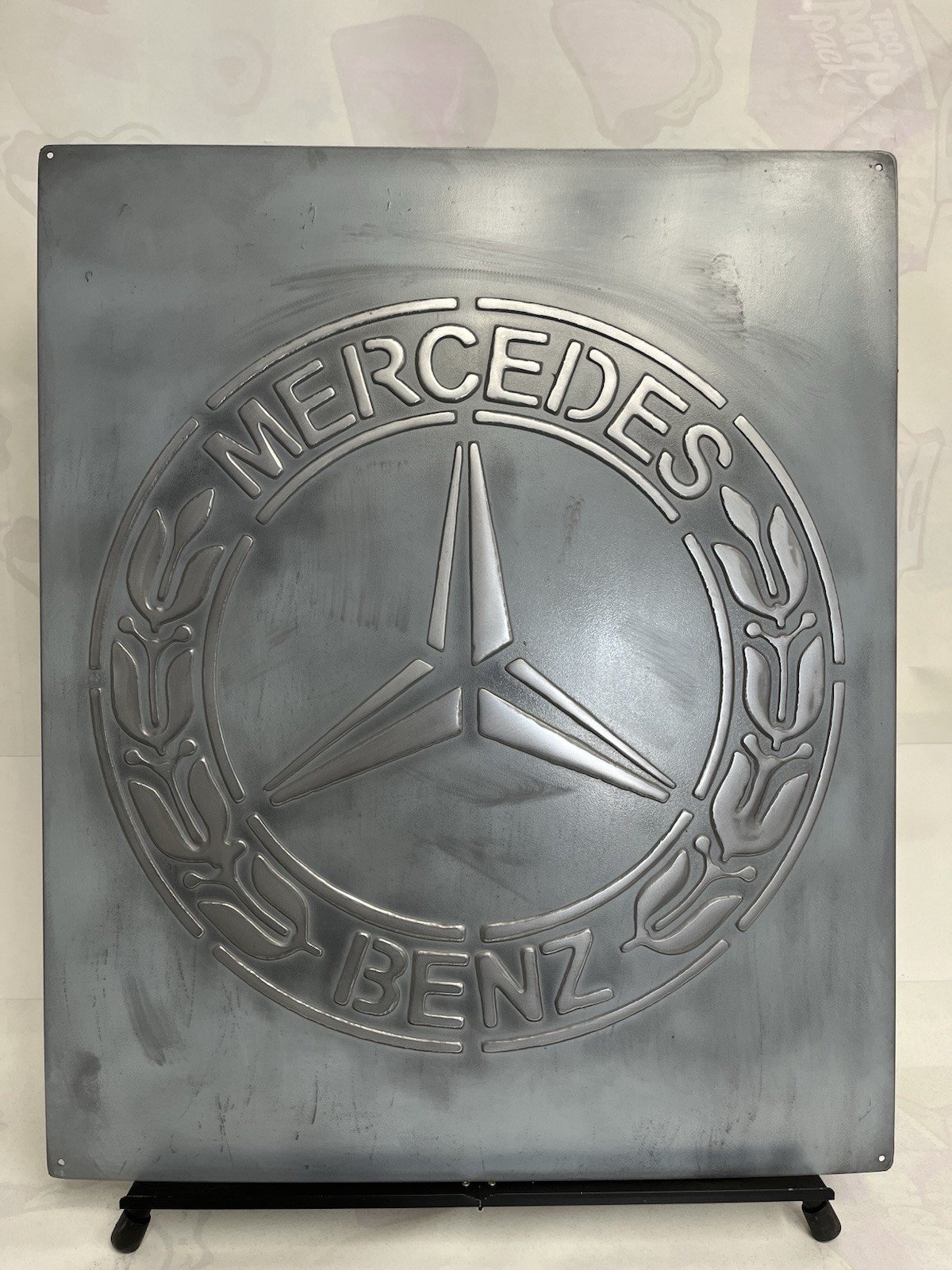 Mercedes Benz Garage Sign Hand Cast Aluminum Relief Metal Wall Art 20x24