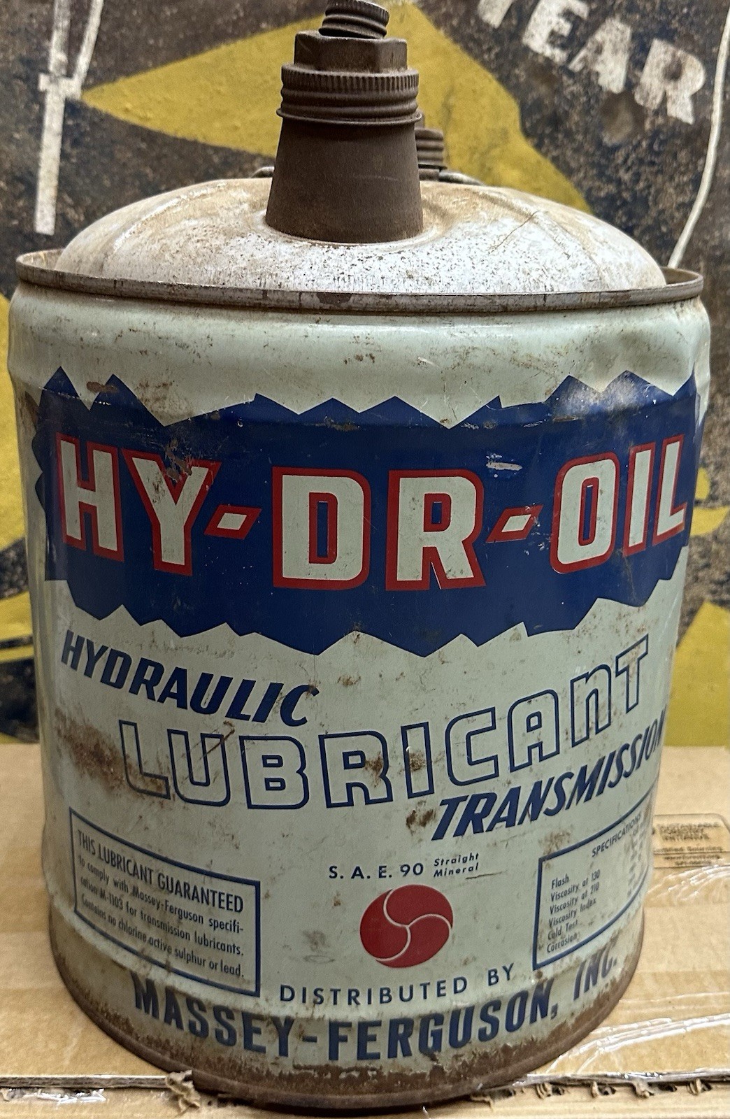 Original Vintage HY-DR-OIL MASSEY FERGUSON Hydraulic Oil 5 GALLON CAN Tractor #1