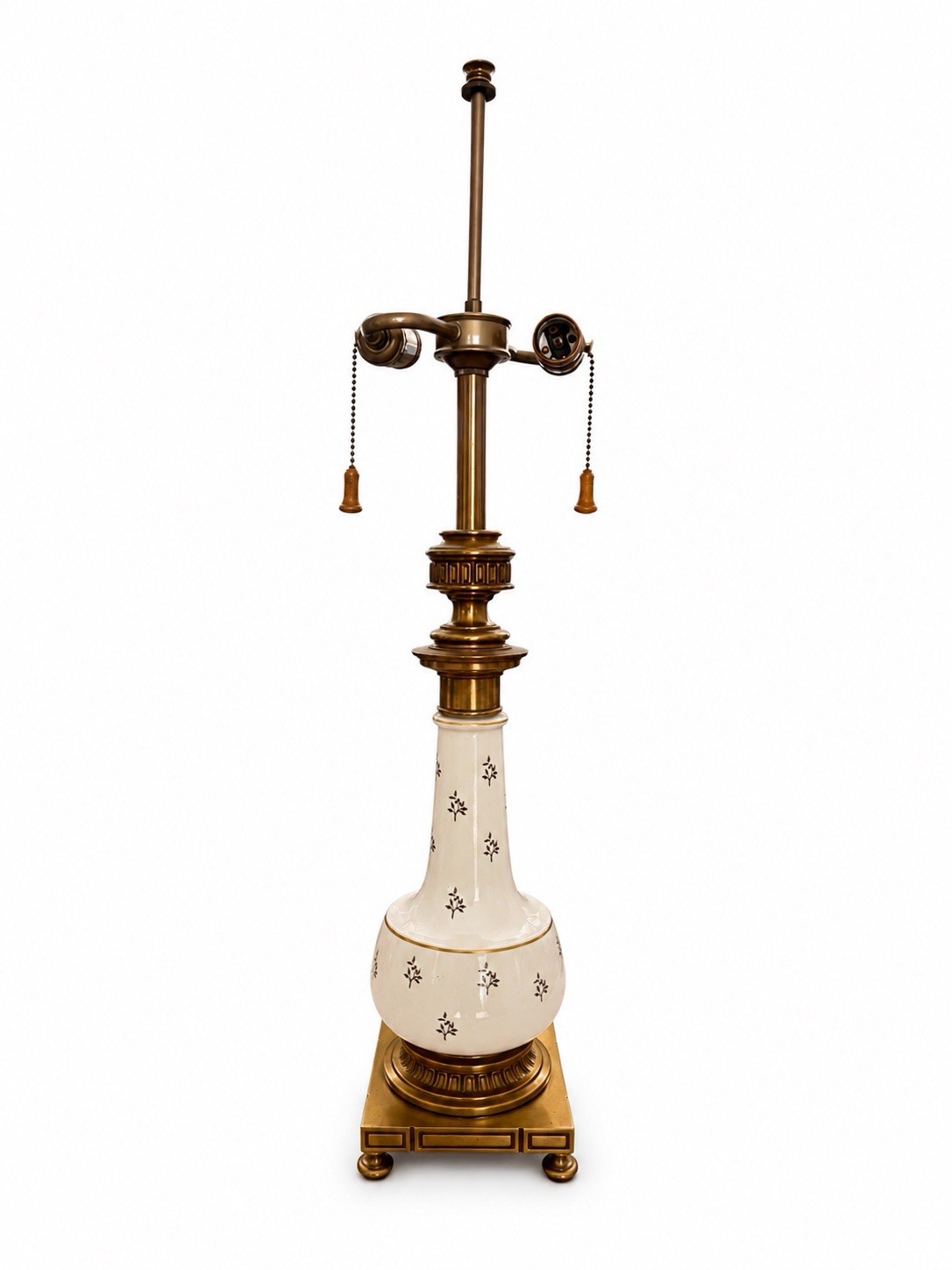 Vintage Mid Century Stiffel Tall Ceramic Hollywood Regency Brass Trim Lamp
