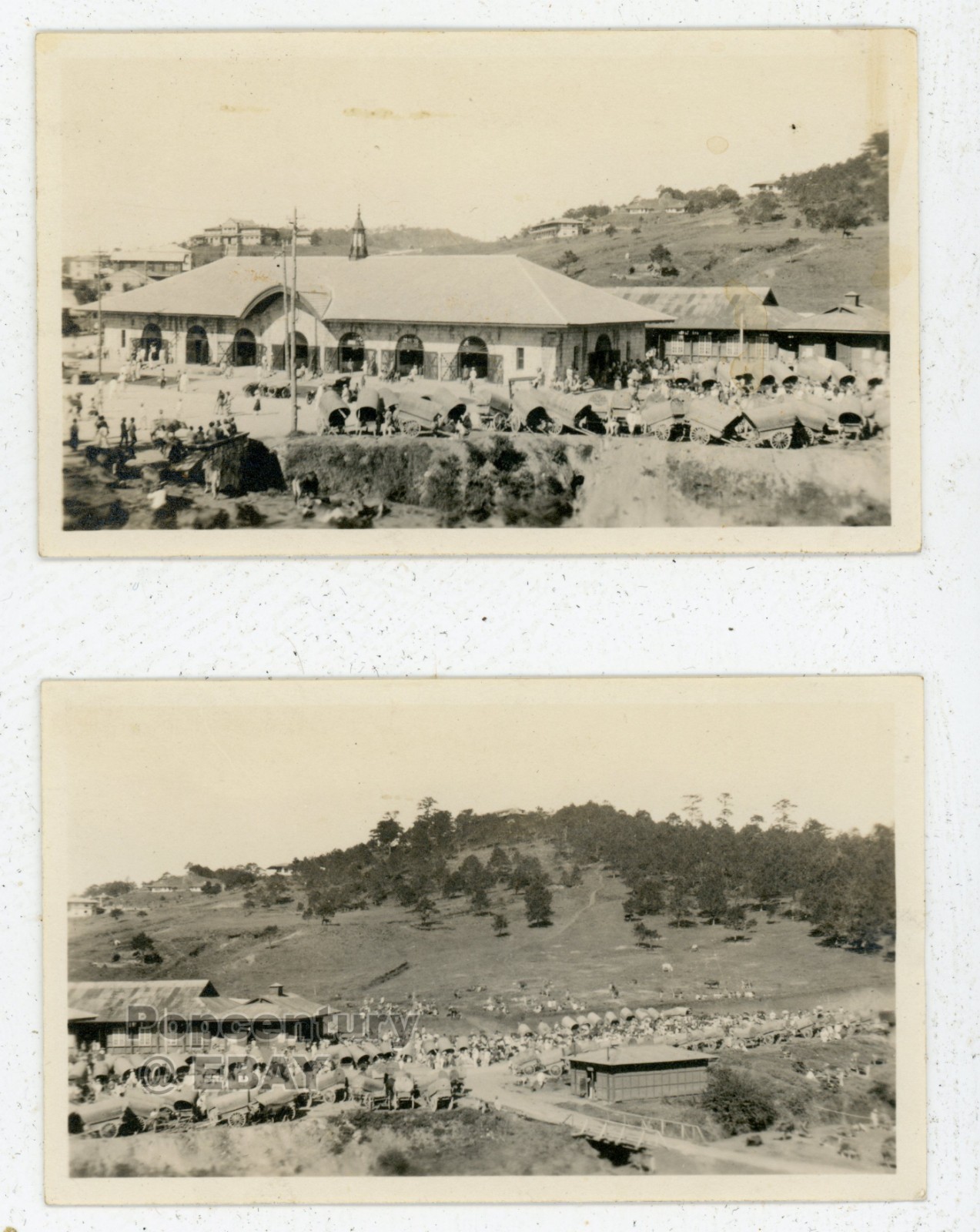 Vintage 1923 Photograph Philippines Baguio Market Building Lot of 2 Sharp Photo