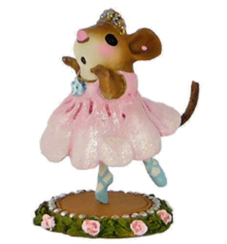 Wee Forest Folk PETITE BALLERINA IN PINK Retired EN POINTE AQUA SLIPPERS WFF Box