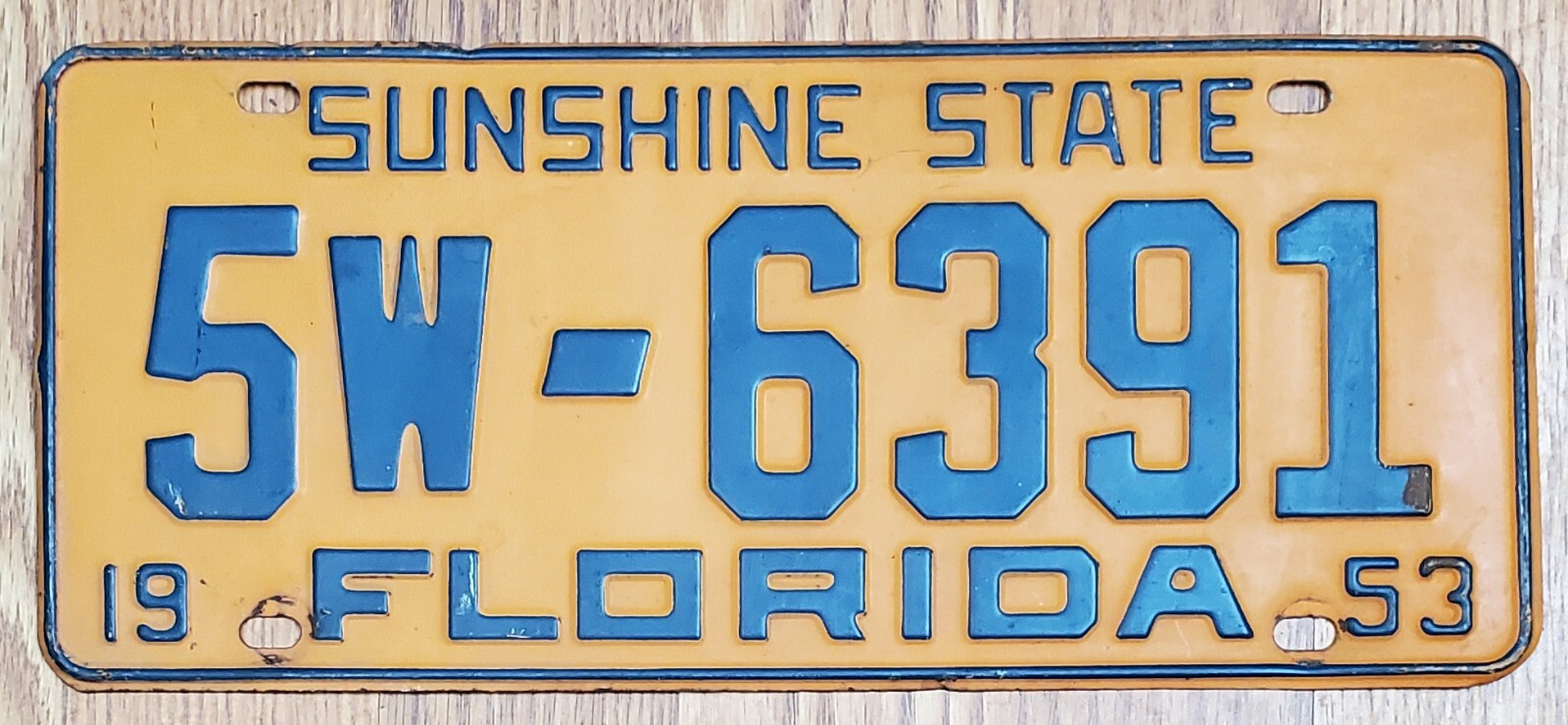 1953 FLORIDA FL LICENSE PLATE TAG # ‘5W-6391’, POLK COUNTY; ANTIQUE, Vintage