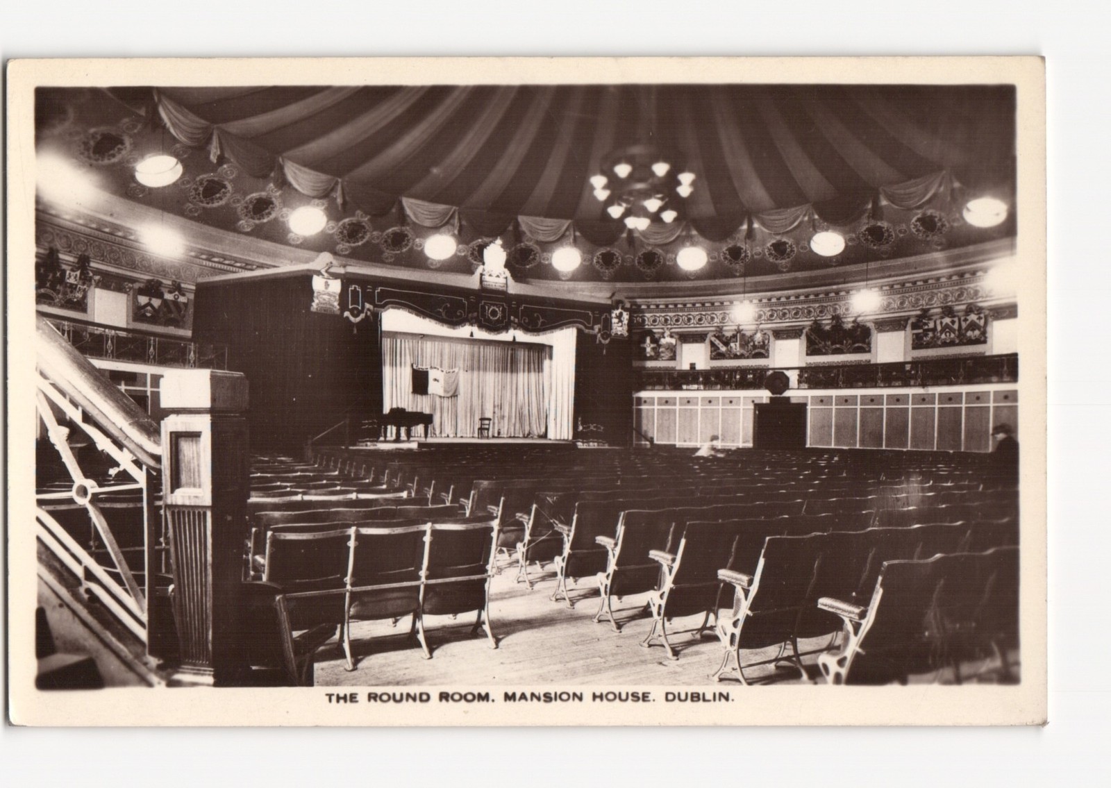 Round Room Mansion House Dublin Ireland Stage Piano Chairs Interior  Postcard