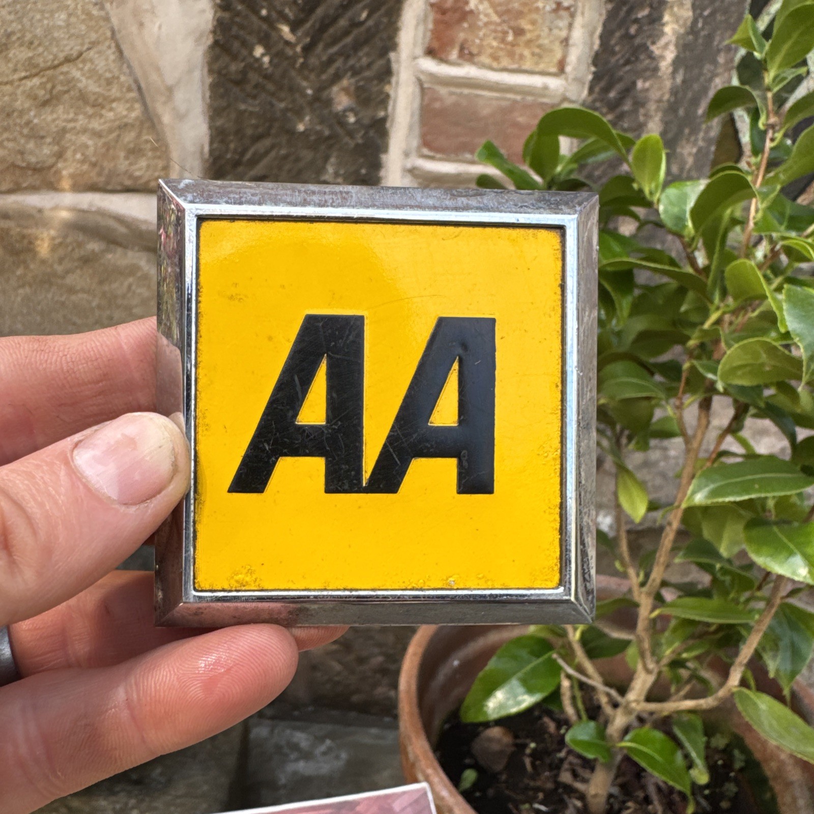 Vintage AA Square Car Badge 1960\'s Automobile Association Emblem Grille