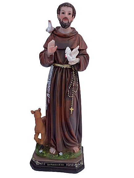 San Francisco de Asís 12”  Saint Francis of Assisi Resin Statue Figure, new