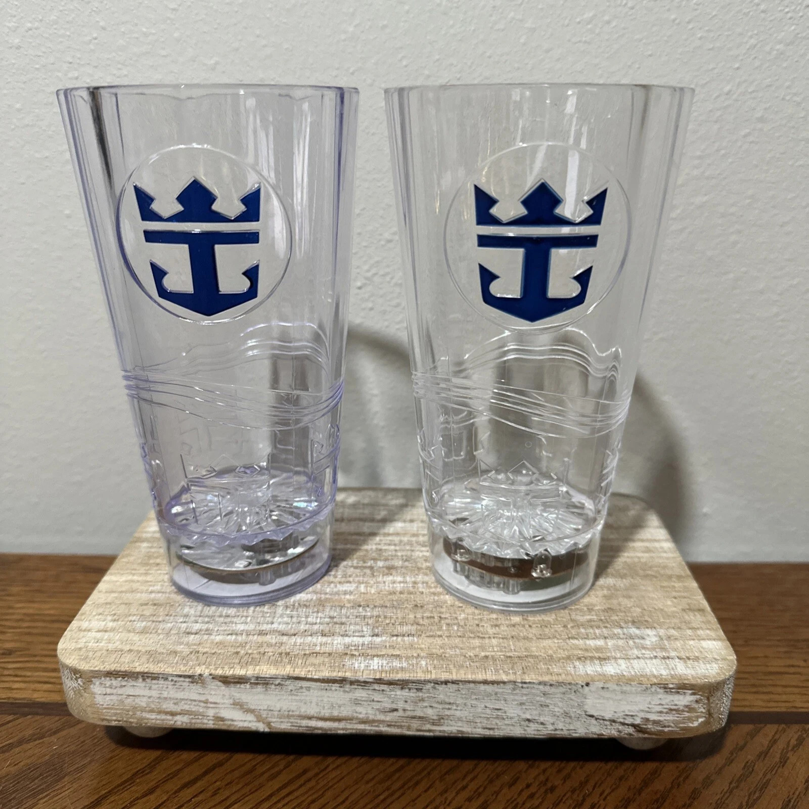 Royal Caribbean Acrylic Light Up LED Drink Cups, Lot of 2 - Brand New