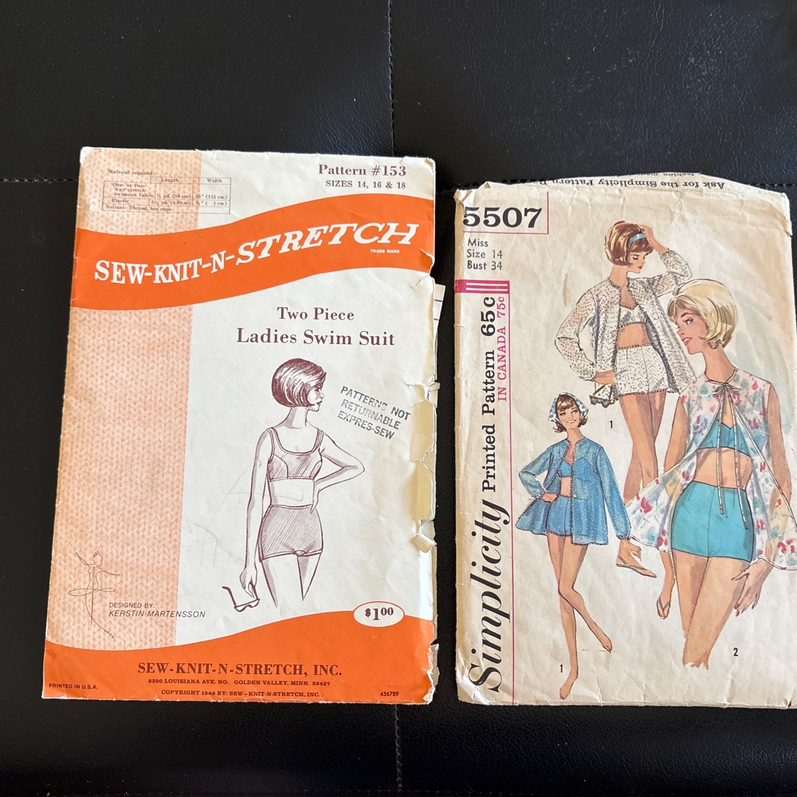 VTG 60\'s Sz14 Swimsuit patterns: Simplicity 5507 + Stretch/Sew #153