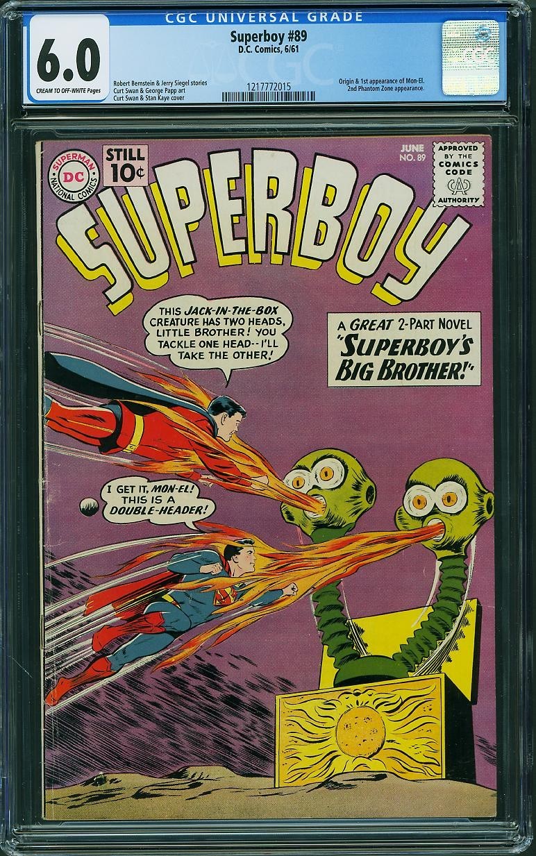 Superboy 89 CGC 6.0 FN C-OW Pages 1st Mon-El Origin DC 1961 Superboy 89 CGC 6.0 FN C-OW Pages 1st Mon-El Origin DC 1961