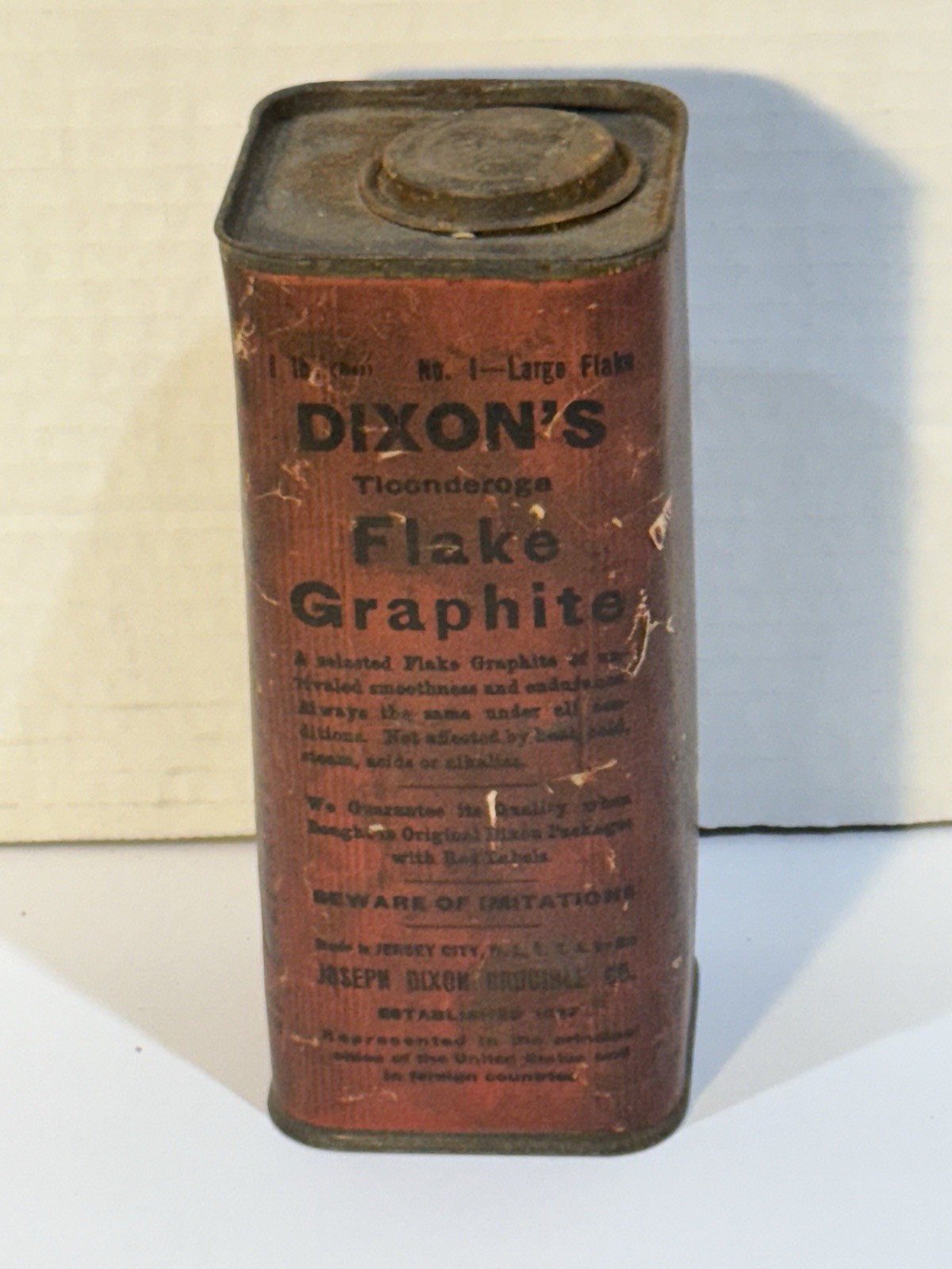 Vintage Dixon\'s Jersey CIty NJ Pure Flake Graphite Tin Farmhouse Adverting