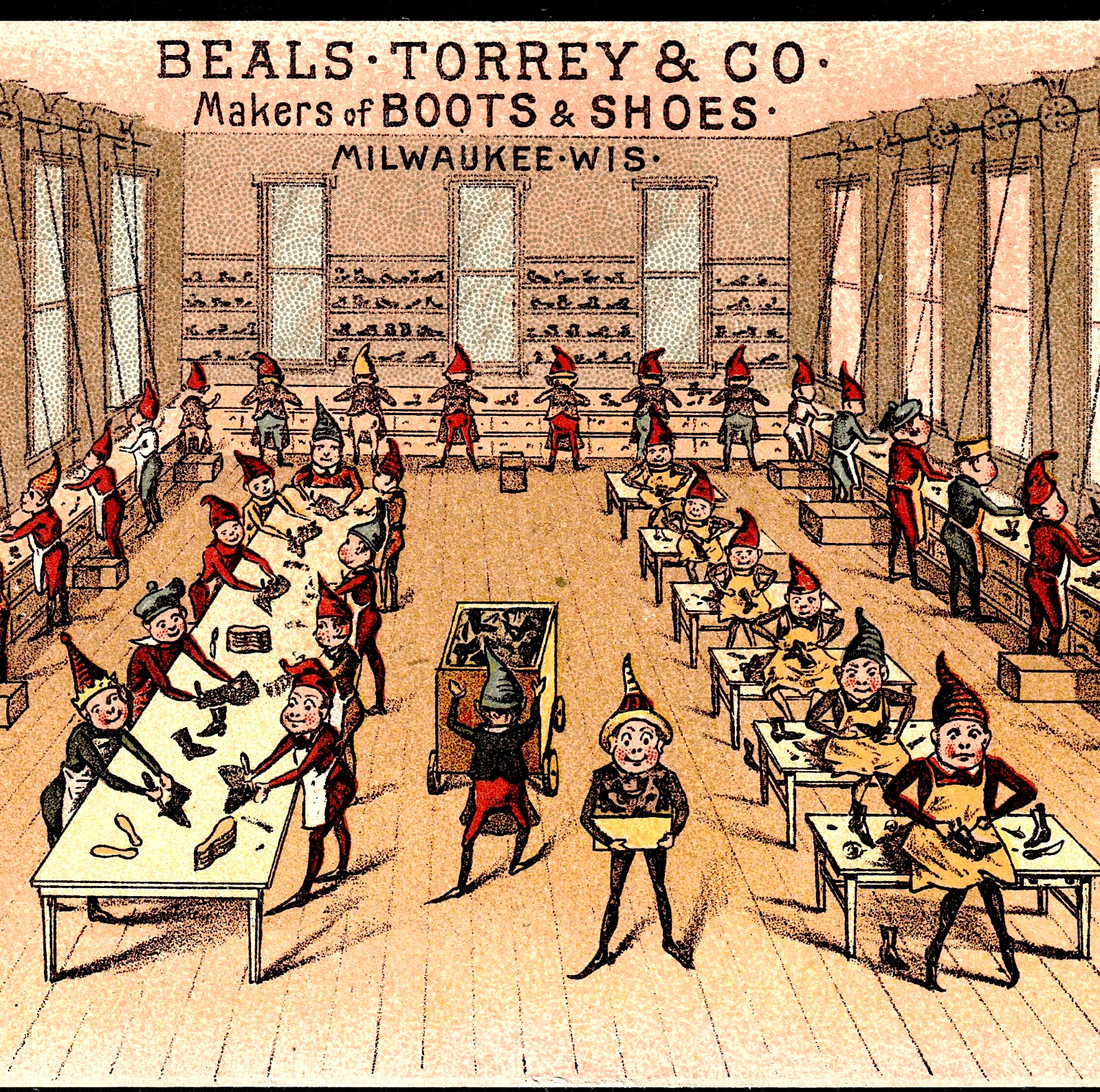 Elf Shoe Factory Beals & Torrey Brownies Milwaukee Victorian Trade Card SR.C.bts