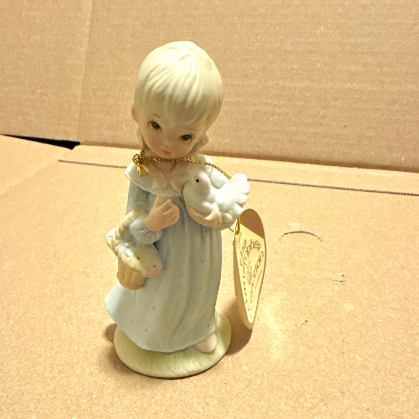 Enesco Christopher Collection Porcelain Angel Figurine White/Blue 1982