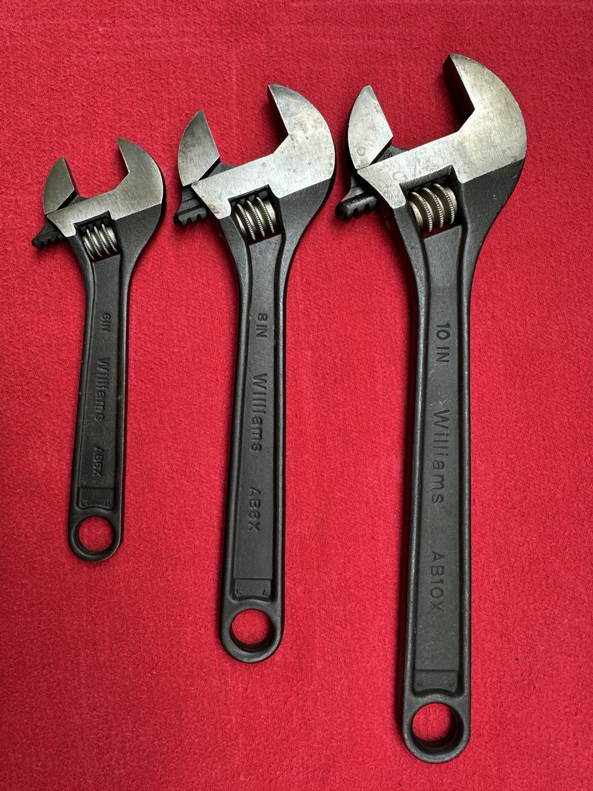 NOS WILLIAMS  USA (CRESCENT STYLE) ADJUSTABLE WRENCH SET 6