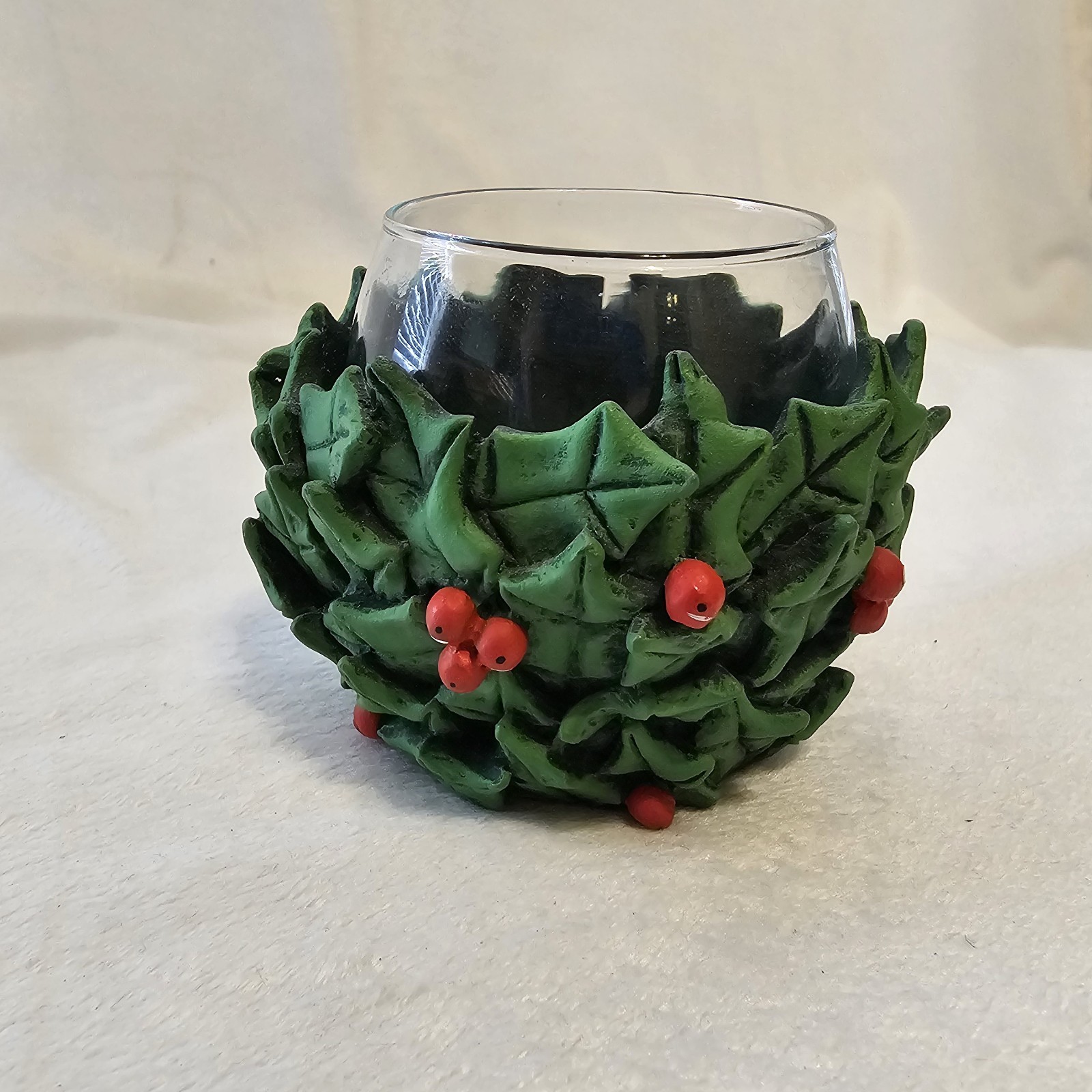 Dept 56 Vintage Holly Days Votive Candle Holder Christmas Decor
